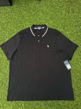 NWT U.S. Polo Assn. Men’s Luxury Feel Interlock Polo Shirt Black 3XL